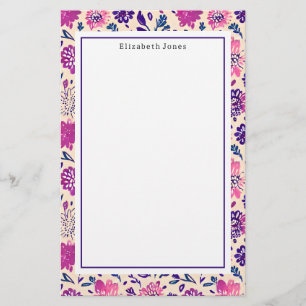 Boho Pink en Paarse Floral Ombre Pattern Briefpapier