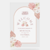 Boho Pink Floral Arch Muslim Wedding Welcome (Recto)