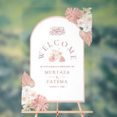 Boho Pink Floral Arch Muslim Wedding Welcome (Neutre)