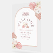 Boho Pink Floral Arch Muslim Wedding Welcome Acryl Bord (Hoek)