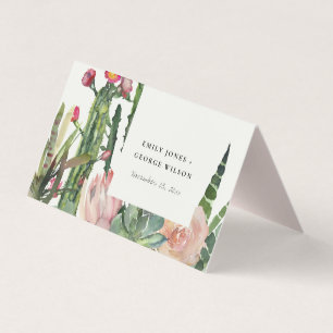 BOHO PINK FLORAL CACTI FOLIAGE MARIAGE CARTES DE P
