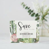 BOHO PINK FLORAL DESERT CACTI FAUNA BEWAART DE DAT AANKONDIGINGSKAART (Staand voorkant)