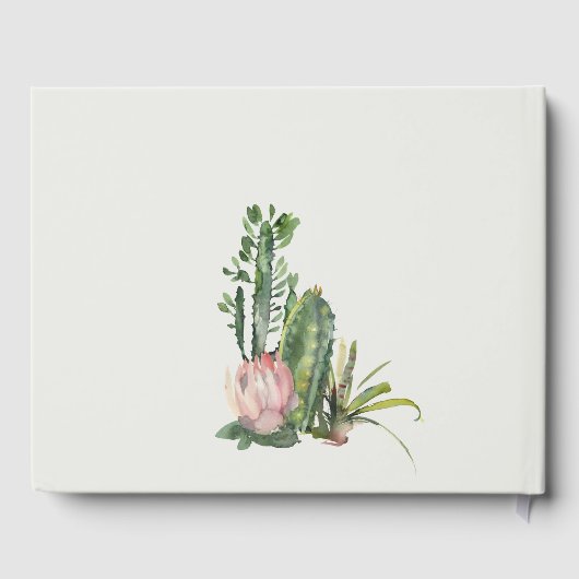 BOHO PINK FLORAL DESERT CACTI FOLIAGE WATERVERF GASTENBOEK (Achterkant)