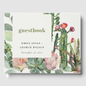 BOHO PINK FLORAL DESERT CACTI FOLIAGE WATERVERF GASTENBOEK (Voorkant)