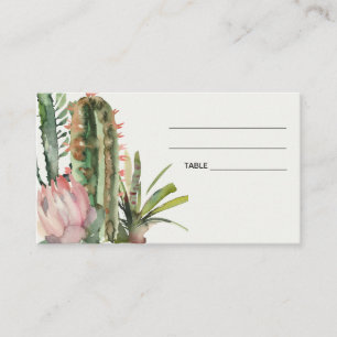 BOHO PINK FLORAL DESERT CACTI MARIAGE CARTE DE PLA