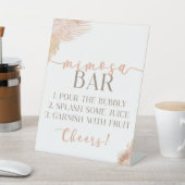 Boho Pink Floral Flowers Mimosa Bar Reclamebord Met Voetstuk (Insitu)