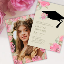 Boho Pink Floral Girl's Afstuderen