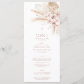 Boho Pink Floral Girls Baptism Christening Menu (Voorkant)