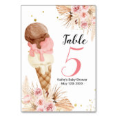 Boho Pink Floral Ice Cream Modern Table Number Kaart (Achterkant)
