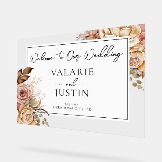 Boho Pink Floral Mariage de bienvenue (Angle)