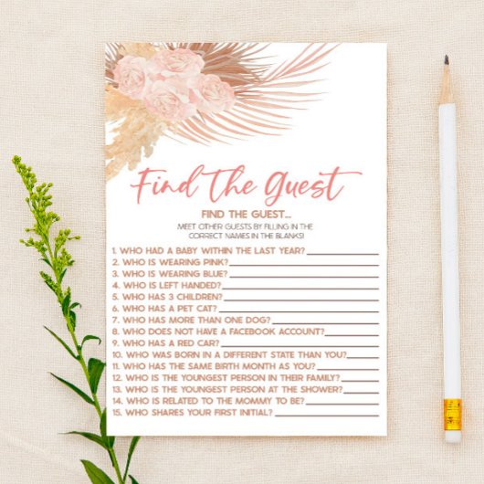 Boho Pink Floral Vind het gast Baby shower spel Briefpapier