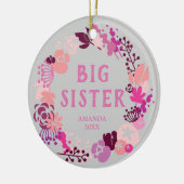 Boho Pink Floral Wreath Specialized Big Sister Keramisch Ornament (Links)
