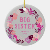 Boho Pink Floral Wreath Specialized Big Sister Keramisch Ornament (Achterkant)