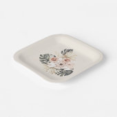 Boho Pink Flowers Birthday Party Papieren Bordje (Gebogen)