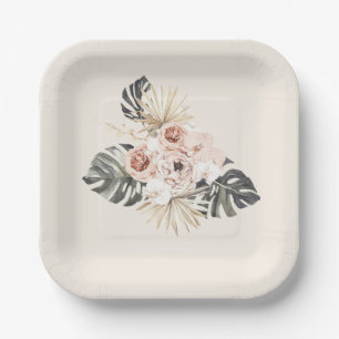 Boho Pink Flowers Birthday Party Papieren Bordje
