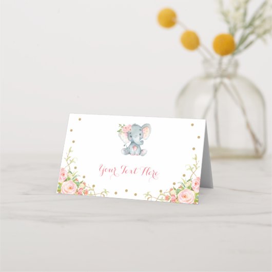 Boho Pink Gold Floral Olifant Baby shower Decor (Voorkant)