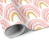 Boho Pink Gold Rainbow Modern Pattern Cadeaupapier (Rol Hoek)