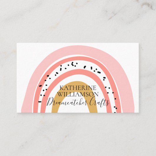 Boho Pink Gold Rainbow Visitekaartje (Voorkant)