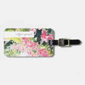 Boho Pink Green Tropical Bougainvillea Adres Bagagelabel (Voorkant horizontaal)