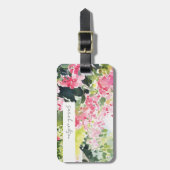 Boho Pink Green Tropical Bougainvillea Adres Bagagelabel (Voorkant verticaal)