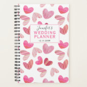 Boho Pink Heart Over Pattern Weddenschap Planner (Voorkant)