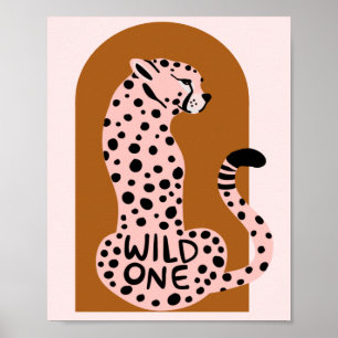 Boho Pink Leopard Wild One Art Print