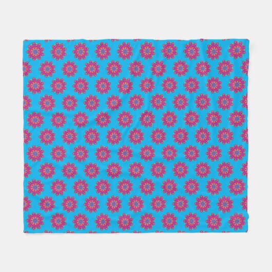 Boho Pink Mandala Pattern Fleece Blanket (Voorkant (Horizontaal))
