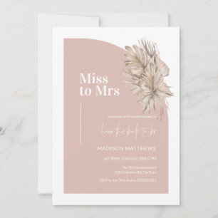Boho Pink Minimal Arch Miss tegen Mrs Vrijgezellen Kaart