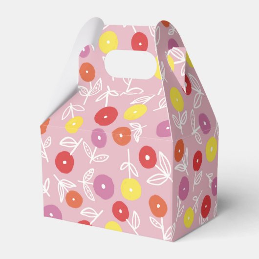 Boho Pink Modern Floral Pattern Bedankdoosjes (Achterkant)