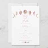Boho Pink Moon faseert moderne minimale bruiloft Kaart (Voorkant)