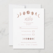 Boho Pink Moon Phases Modern Minimal Wedding RSVP Kaart (Voorkant)