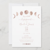 Boho Pink Moon Phases Modern Minimum Verloving Kaart (Voorkant)