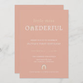 Boho Pink Onederful Premier Invitation de fête d'a (Devant / Derrière)