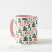 Boho Pink Oranje Groene Kerstbomen Trendy Pink Mok (Voorkant links)