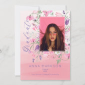 Boho Pink | Paarse Waterverf Afstuderen wilde bloe Kaart (Voorkant)