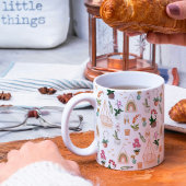 Boho Pink & Peach Orchid Motif Floral Mug