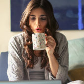 Boho Pink & Peach Orchid Motif Floral Mug