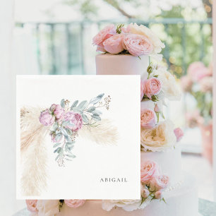 Boho Pink Peonies Custom Vrijgezellenfeest Servet