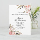 Boho Pink Peony Bridesmaids Invitations de déjeune (Debout devant)