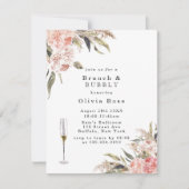 Boho Pink Peony Brunch & Bubbly Invitation (Devant)