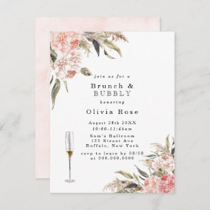 Boho Pink Peony Brunch & Bubbly Invitation