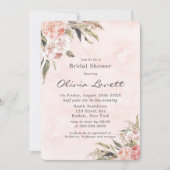 Boho Pink Peony Pampas Invitations de douche nupti (Devant)