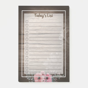Boho Pink Primrose Weathered Wood Lijst van vandaa Post-it® Notes