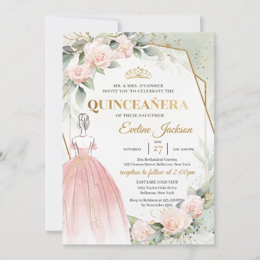 Boho Pink princess kleed bloesbloesbloemen Quincea Kaart (Voorkant)