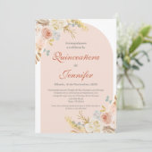 Boho Pink Quinceanera uitnodiging (Staand voorkant)
