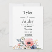 Boho Pink & Red Rose Elegant Wedding Kaart (Achterkant)