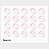 Boho Pink Waterverf Floral Butterfly Baby shower Ronde Sticker (Vel)