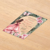 Boho Pink Whimsical Forest Quinceanera Acryl Uitnodigingen (Laagn)