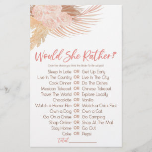 Boho Pink, wil ze liever? Vrijgezellenfeest spel Briefpapier