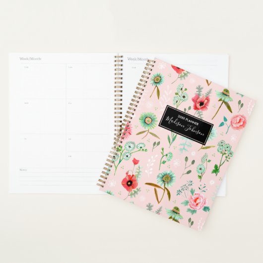Boho Pink Wild Flowers Patroon | Planner (Display)